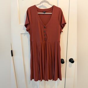 Torrid Terracotta Button-Front Midi Dress